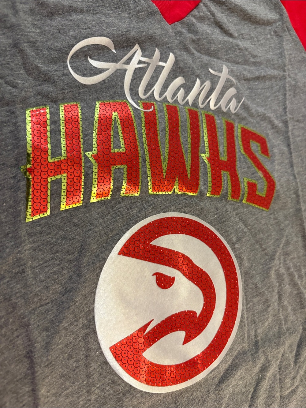 NWT [gameday couture] Atlanta Hawks NBA Short Sleeve “Sequin” Shirt Women’s M - Picture 6 of 10